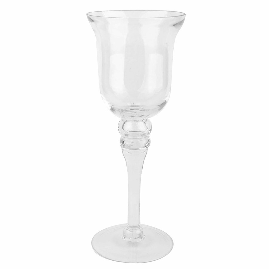 D Cor & Pillows * | Exclusive Design Stem Glass Clear Candle Holder, 12