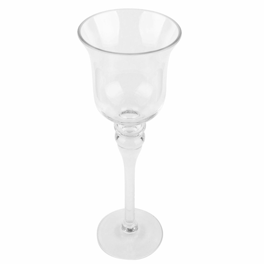 D Cor & Pillows * | Exclusive Design Stem Glass Clear Candle Holder, 12