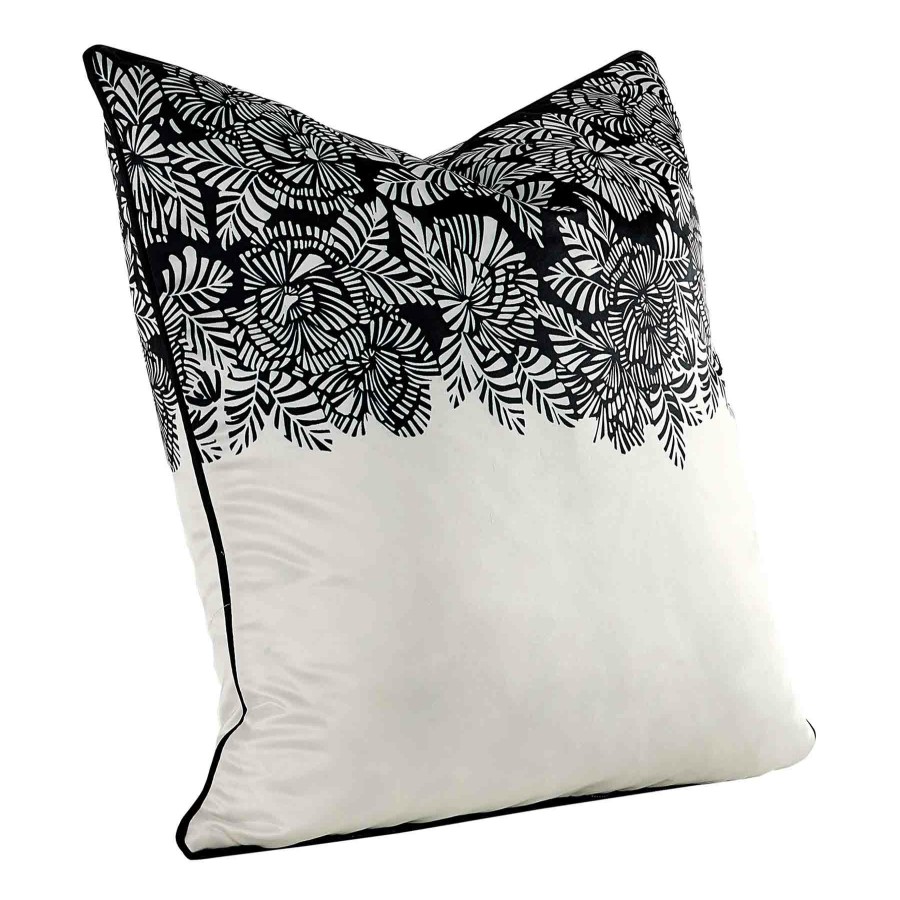 Pillows * | Exclusive Faux Silk Silver Floral Printed Feather Throw Pillow, 20