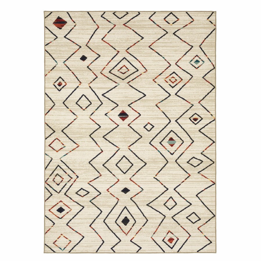 Rugs & Curtains * | Bargain Sale (D544) Nomad Ivory Zigzag Area Rug, 8 10