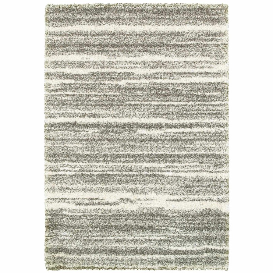 Rugs & Curtains * | Premium (A345) Plus Shag Rug Grey & Ivory, 5 8