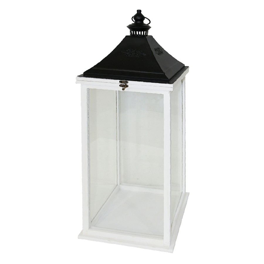 D Cor & Pillows * | Exclusive White Metal & Wood Lantern, 34