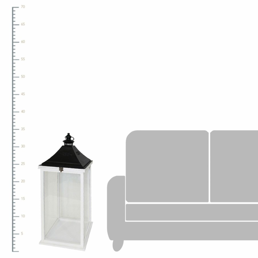 D Cor & Pillows * | Exclusive White Metal & Wood Lantern, 34