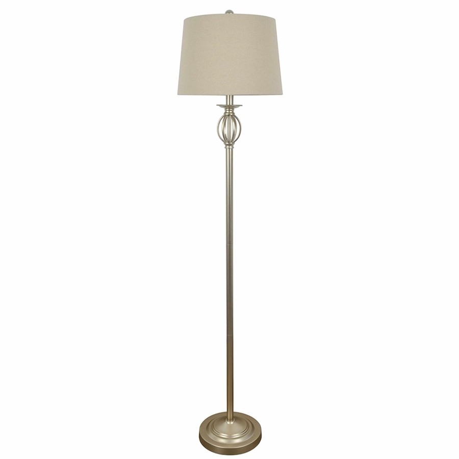 D Cor & Pillows * | Bargain Sale Metallic Spindle Floor Lamp With Shade, 60