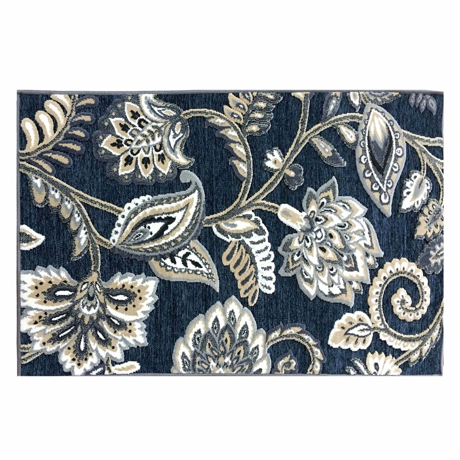 Rugs & Curtains * | Low Price Arrington Navy Floral High & Low Accent Rug, 2 4