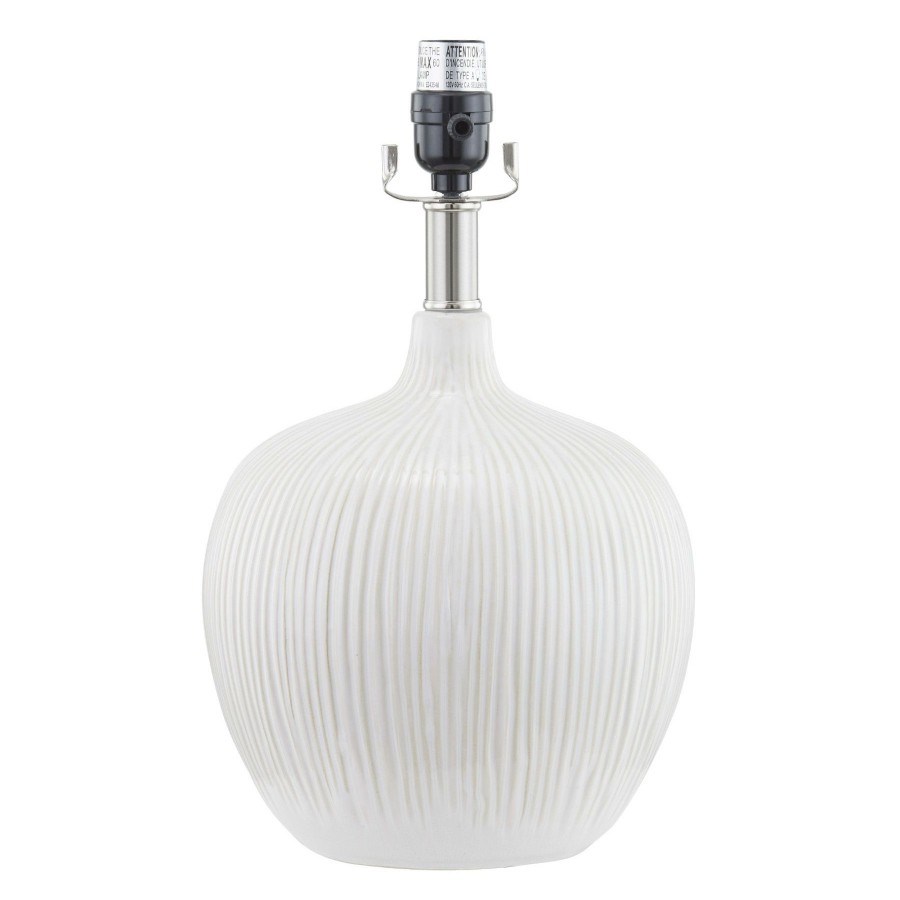 D Cor & Pillows * | Best Sellers Cream Textured Round Accent Lamp, 15