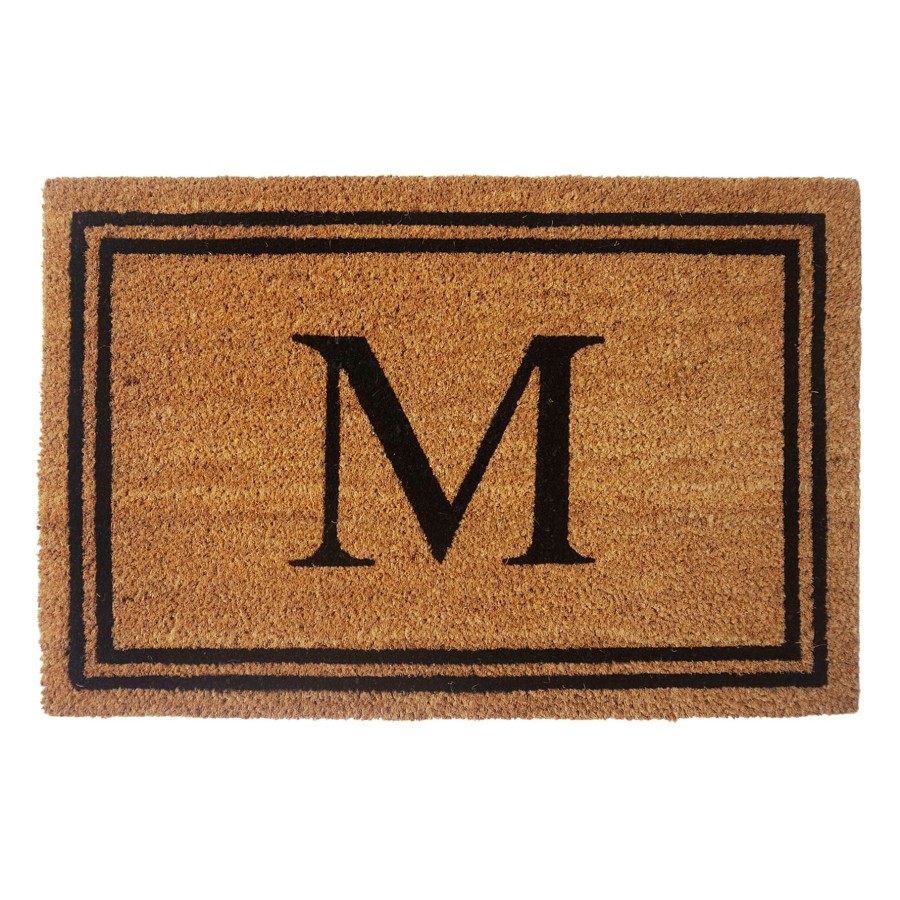 Rugs & Curtains * | Cheap Online Monogram M Black Natural Border Coir Mat, 18 27