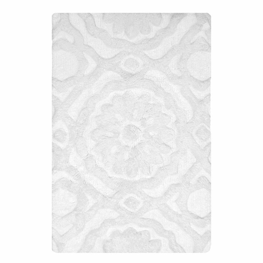 Rugs & Curtains * | Bargain Sale Tracey Boyd Andrea White Tufted Medallion Textured Bath Rug, 20 30