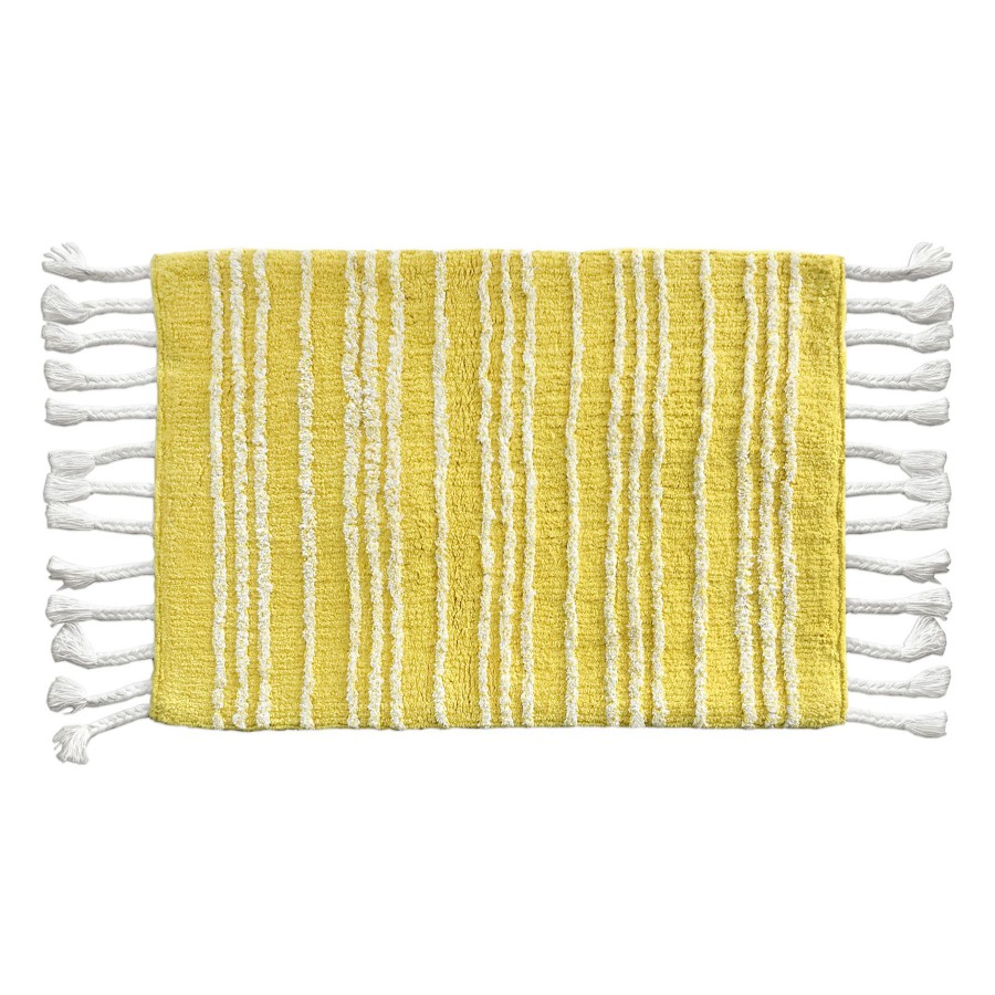 Rugs & Curtains * | Low Price Tracey Boyd Yellow & White Sandy Striped Bath Rug, 20 30