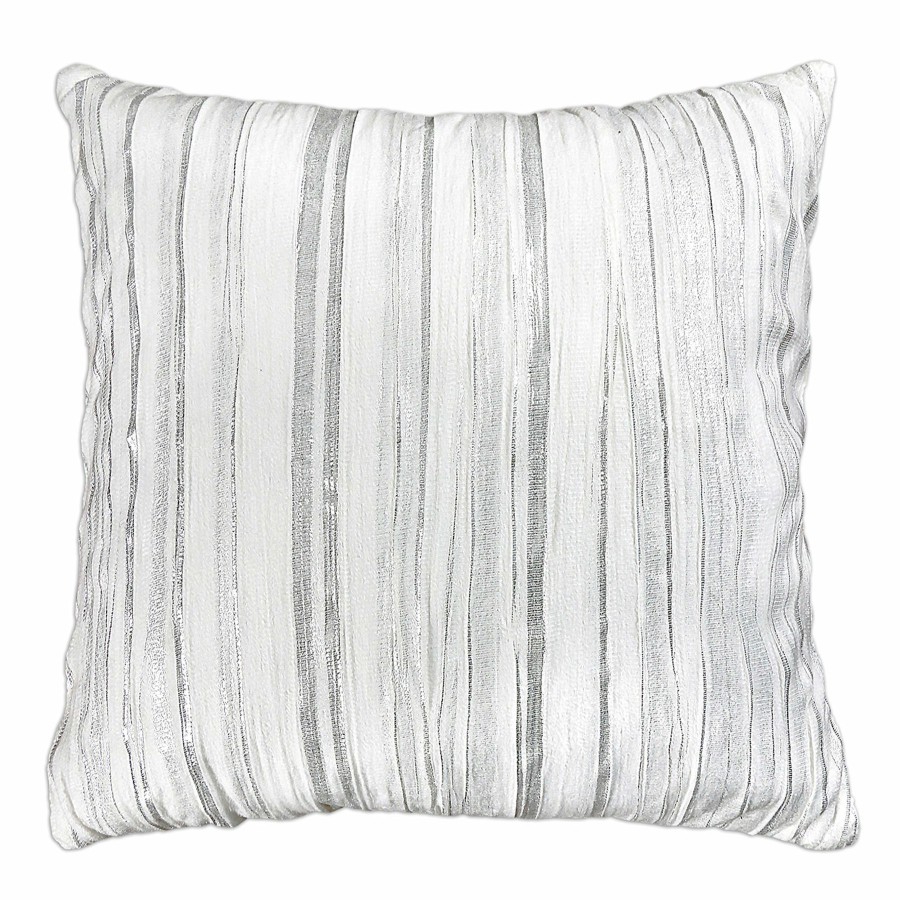 Pillows * | Clearance Sale Laila Ali White Metallic Shimmer Throw Pillow, 18