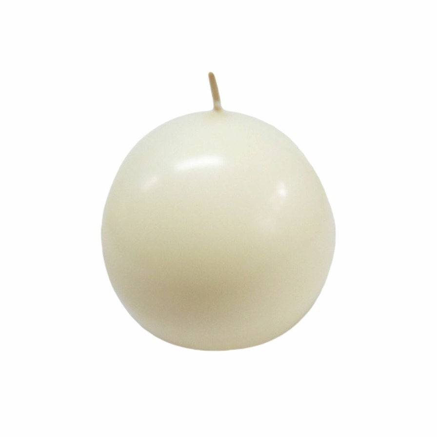 D Cor & Pillows * | Closeout Sale Ivory Unscented Overdip Sphere Candle, 3