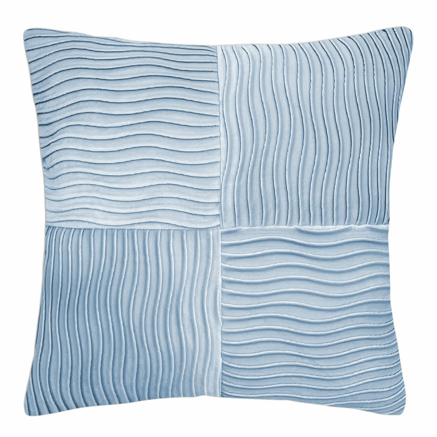 Pillows * | Flash Sale Light Blue Wave Pleated Throw Pillow, 18