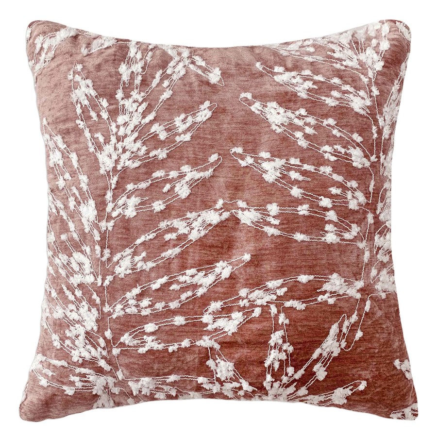 Pillows * | Low Price Pink Firefly Floral Embroidered Throw Pillow, 18