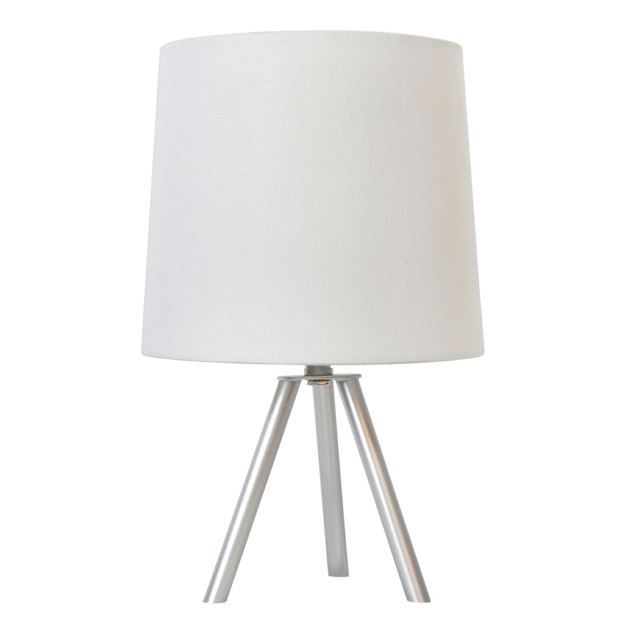 D Cor & Pillows * | Top Sellers Silver Tripod Mini Accent Lamp With Shade, 12