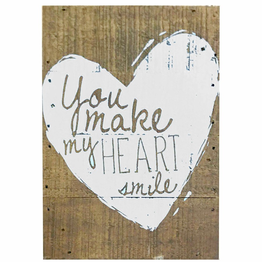 D Cor & Pillows * | Bargain Sale 5X7 You Make My Heart Smile Tabletop Wood Block