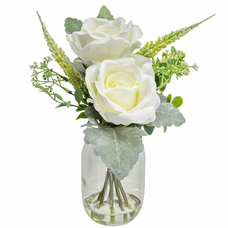 D Cor & Pillows * | Reliable Quality Faux Rose And Filler In Clear Jar