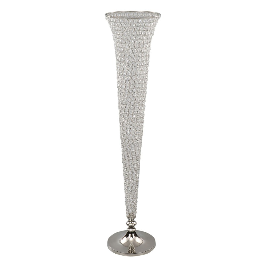 D Cor & Pillows * | Bargain Sale Crystal Metal Flute Vase, 36