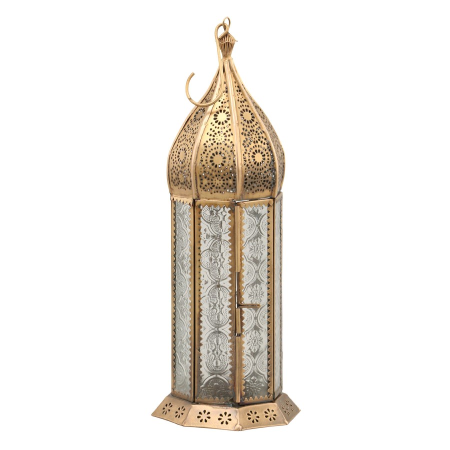 D Cor & Pillows * | Best Sellers Brass & Silver Punch Lantern, 12