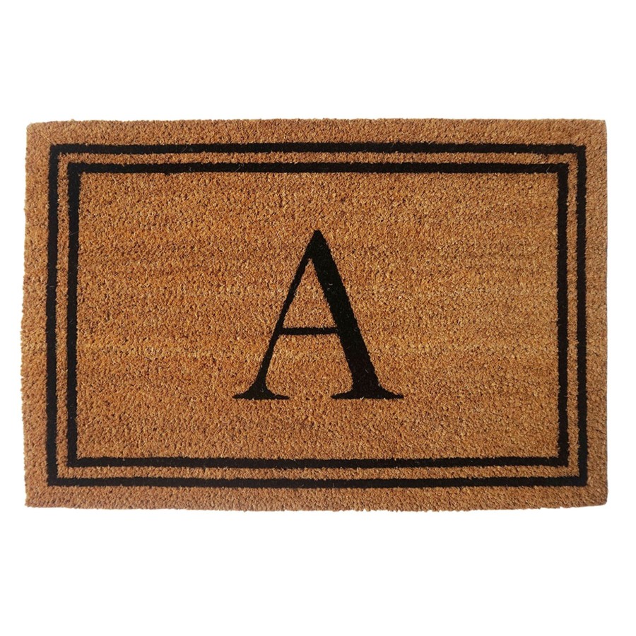 Rugs & Curtains * | Premium Monogram A Black Natural Border Coir Mat, 18 27