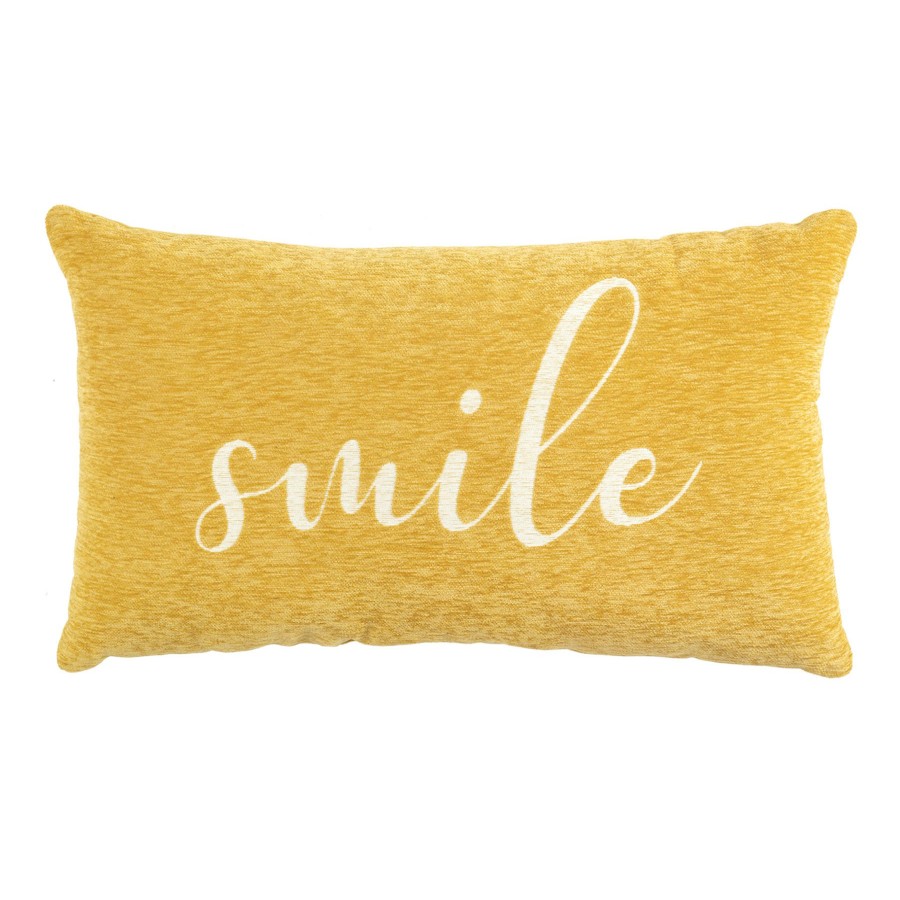 Pillows * | Premium Yellow Smile Chenille Oblong 14X24