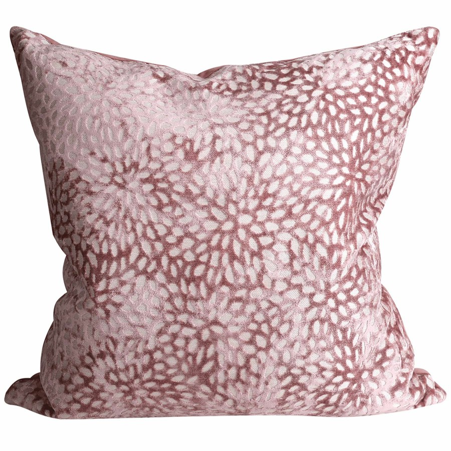 Pillows * | Original Pink Magnolia Patterned Velvet Throw Pillow, 20