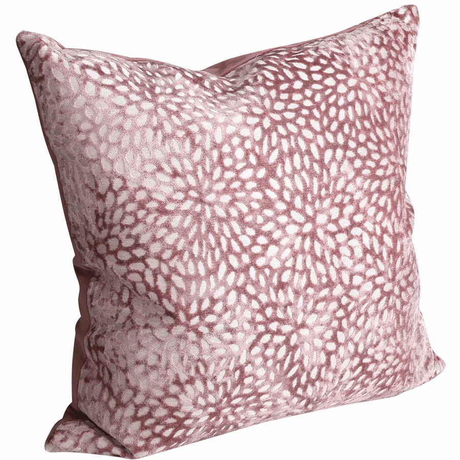 Pillows * | Original Pink Magnolia Patterned Velvet Throw Pillow, 20