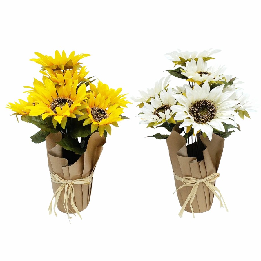 D Cor & Pillows * | Attractive Yellow Or White Sunflowers In Foil Pot, 20