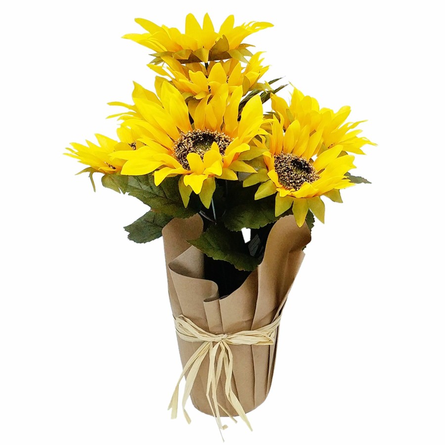 D Cor & Pillows * | Attractive Yellow Or White Sunflowers In Foil Pot, 20