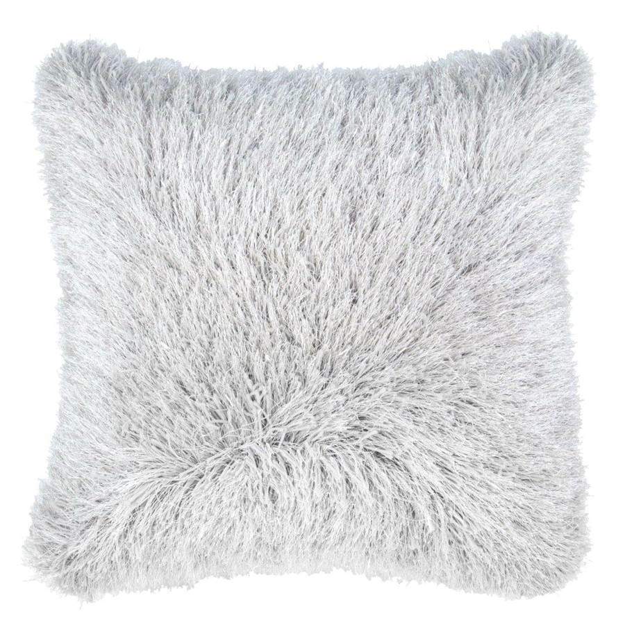 Pillows * | Flash Sale Grant Grey & Silver Lurex Shag Throw Pillow, 24