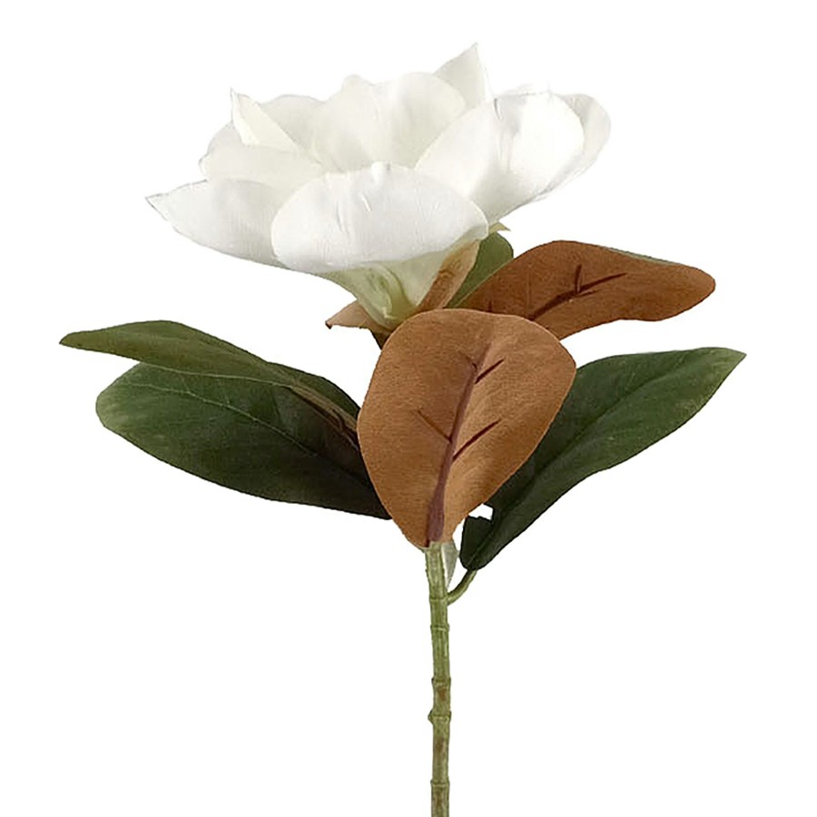 D Cor & Pillows * | Reliable Quality White Magnolia Floral Stem, 29.5