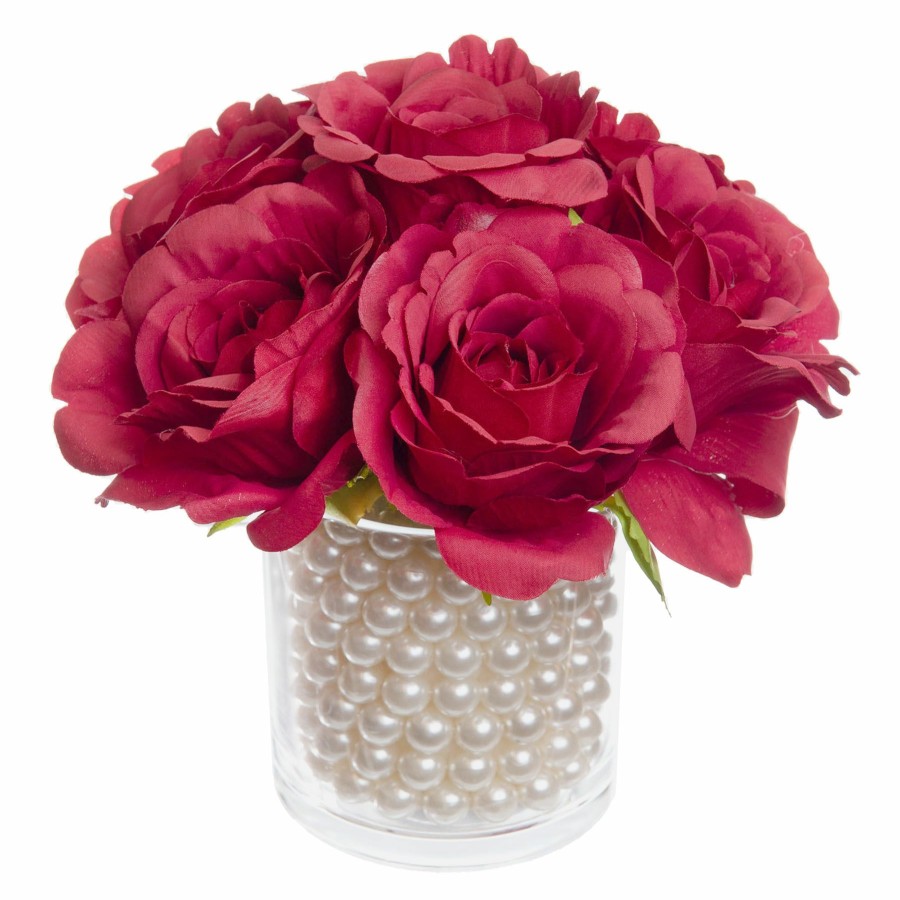 D Cor & Pillows * | Best Sellers 9X9X8In Red Rose In Glass Vase