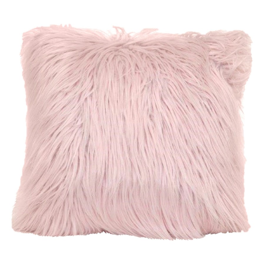 Pillows * | Flash Sale Pink Angora Faux Fur Throw Pillow, 18