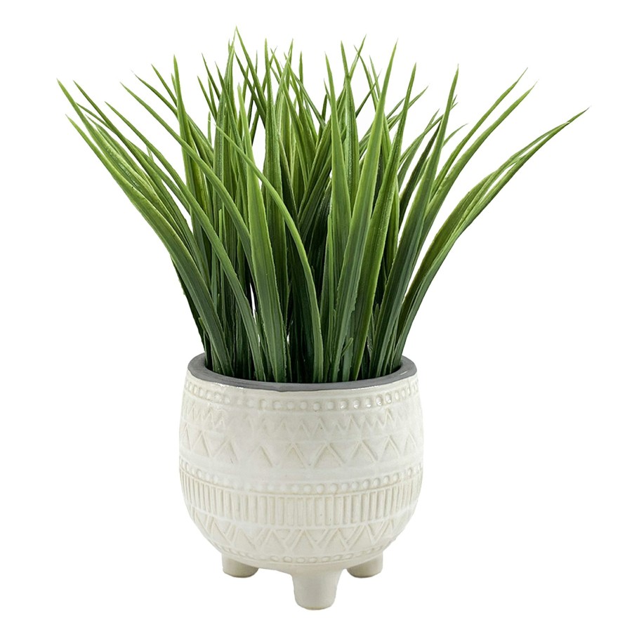 D Cor & Pillows * | Closeout Sale Grass Plant With White Ceramic Planter, 10