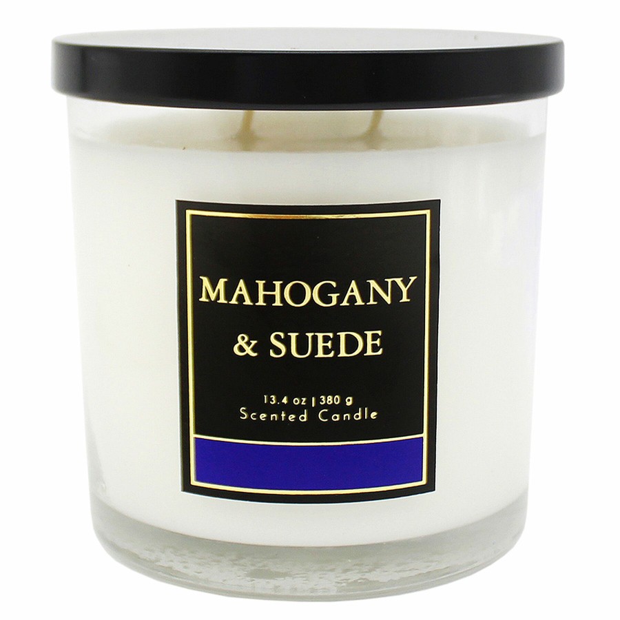 D Cor & Pillows * | Cheap Online Mahogany Suede Scented Jar Candle, 13.4Oz