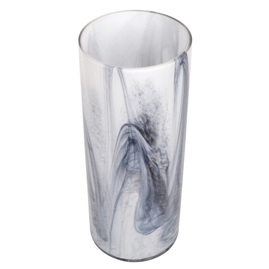 D Cor & Pillows * | Discount Sale Laila Ali Black & White Swirled Glass Vase, 12