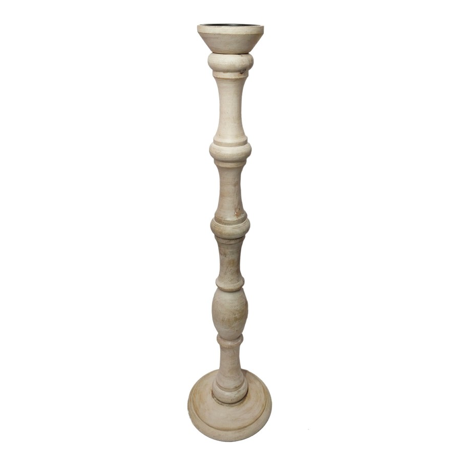 D Cor & Pillows * | Attractive White Wash Candle Holder, 36