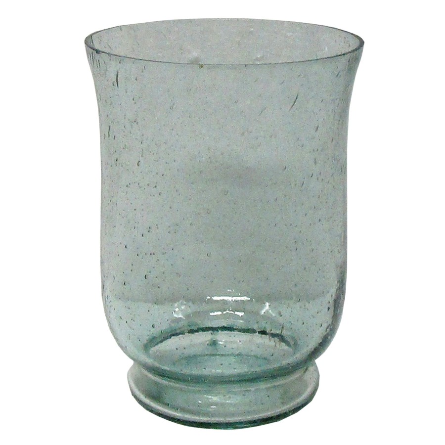 D Cor & Pillows * | Bargain Sale Ty Pennington Sea Blue Seeded Glass Hurricane Candle Holder