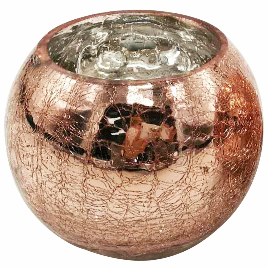 D Cor & Pillows * | Exclusive Design Rose Gold Metallic Round Glass Candle Holder, 5