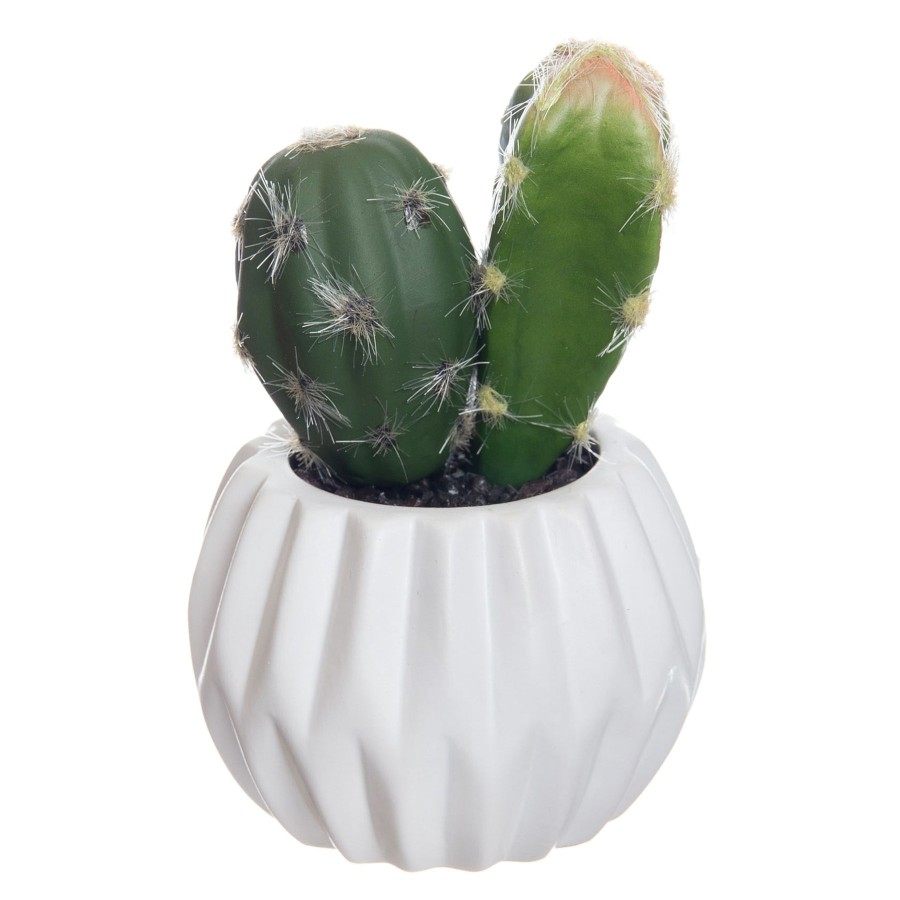 D Cor & Pillows * | Low Price Cactus With White Ceramic Planter, 4.5