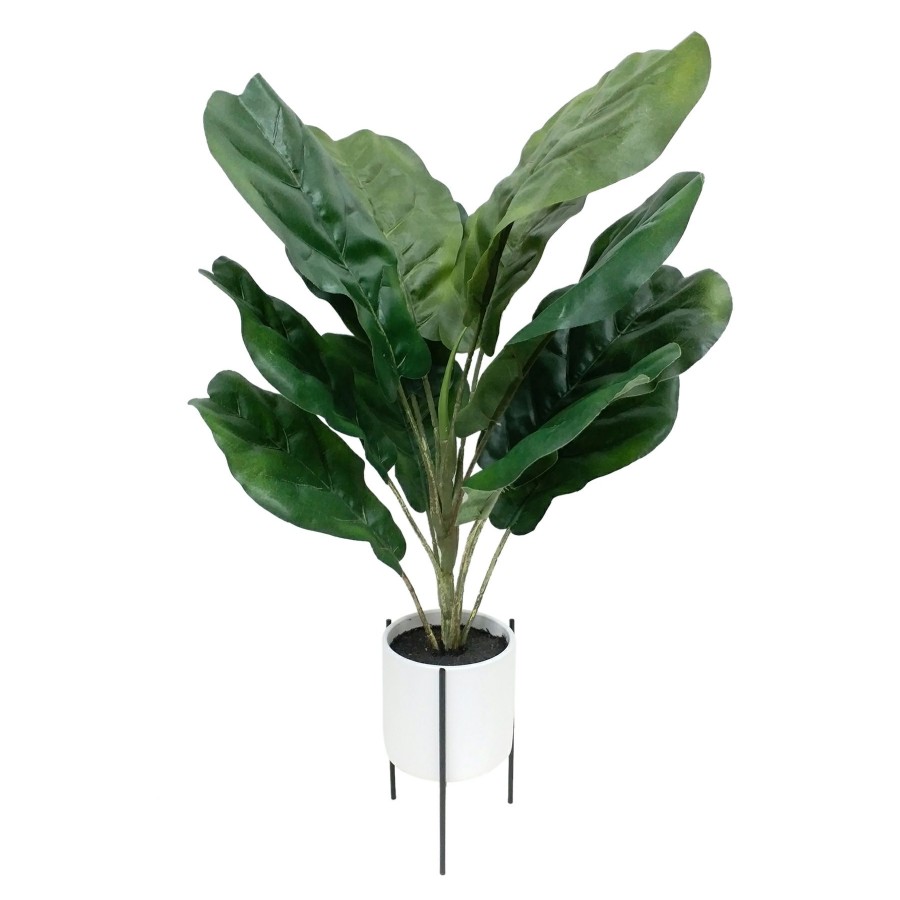 D Cor & Pillows * | Exquisite Gifts Fiddle Leaf Fig In White Pot With Stand, 24