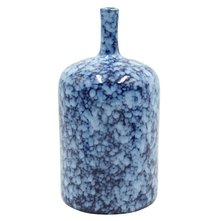 D Cor & Pillows * | Low Price Tracey Boyd Blue Splattered Ceramic Vase, 9.5