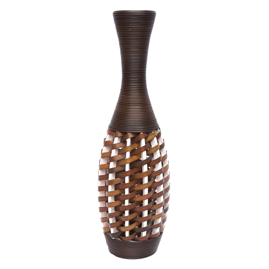 D Cor & Pillows * | Attractive Brown Rattan Floor Vase, 29