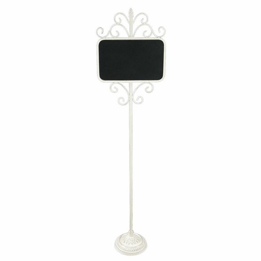 D Cor & Pillows * | Attractive 48In. Metal Chalkboard Stand With Cast Iron Base Antique White