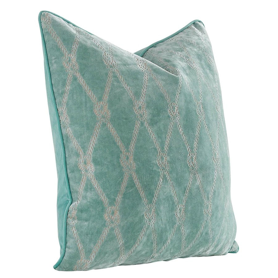 Pillows * | Flash Sale Ty Pennington Teal Velvet Rope Burnout Throw Pillow, 20