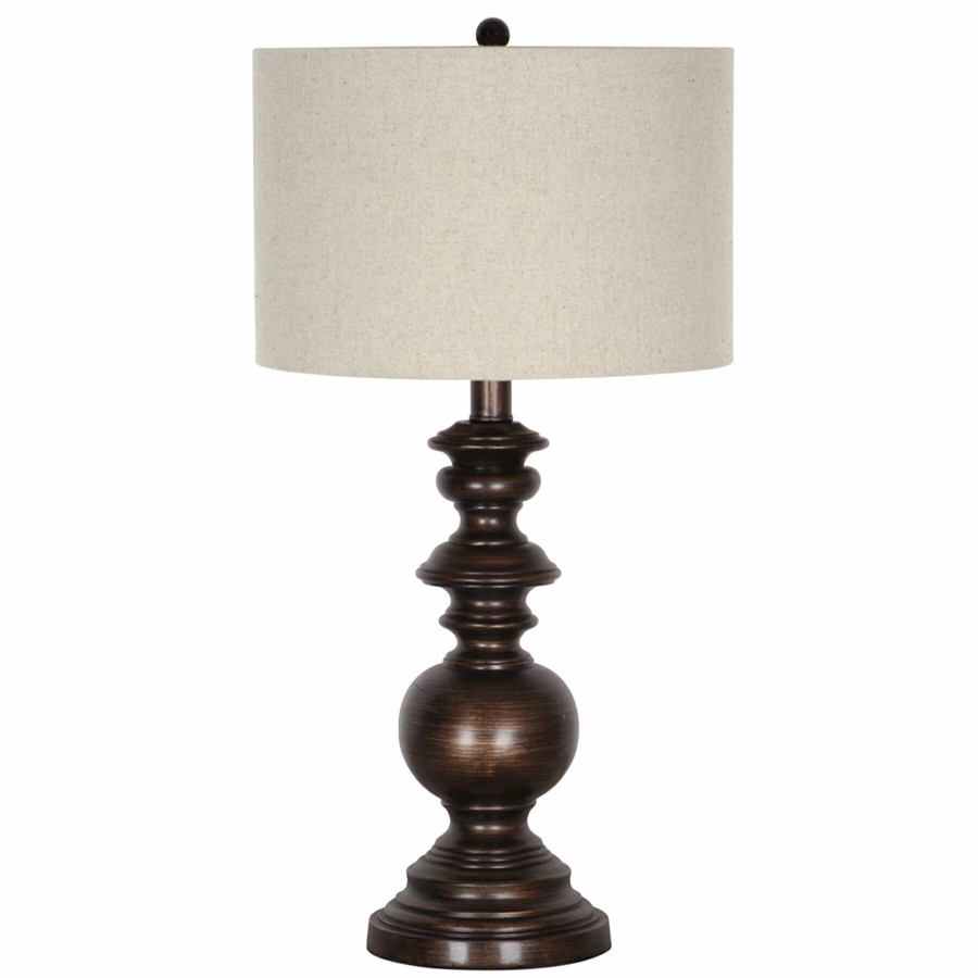 D Cor & Pillows * | Flash Sale Bronze Ball Table Lamp With Shade, 21