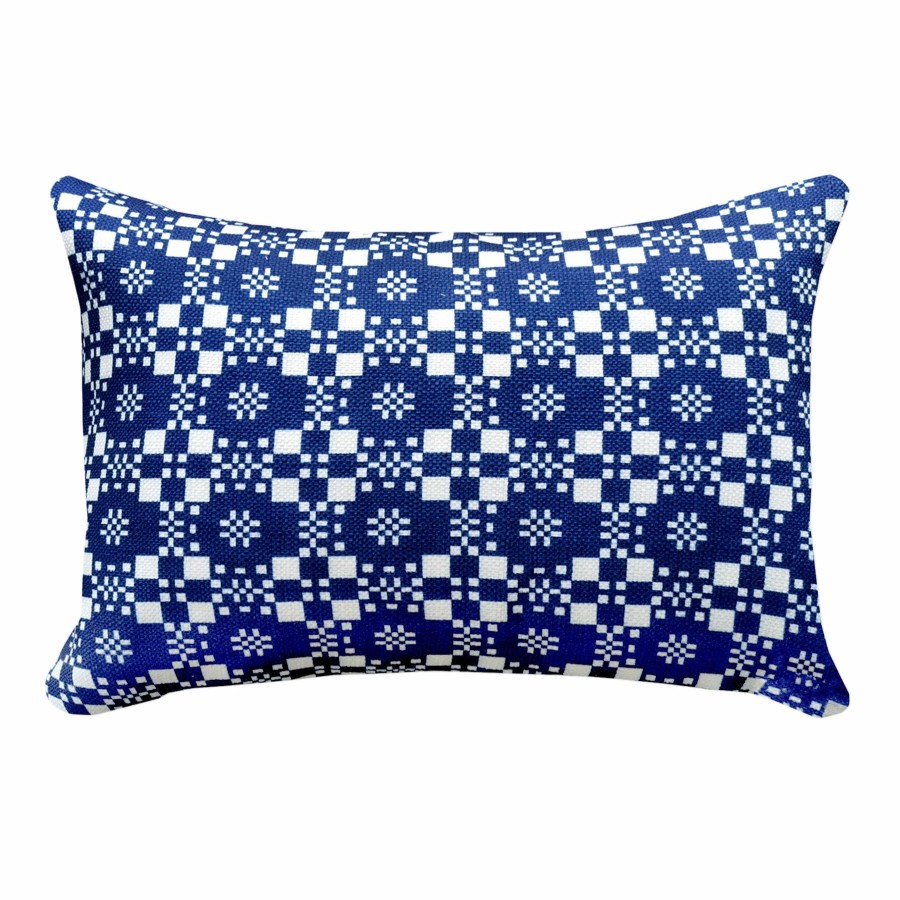 Pillows * | Reliable Quality Ty Pennington Navy Peony Welsh Plaid Oblong Throw Pillow, 14 20