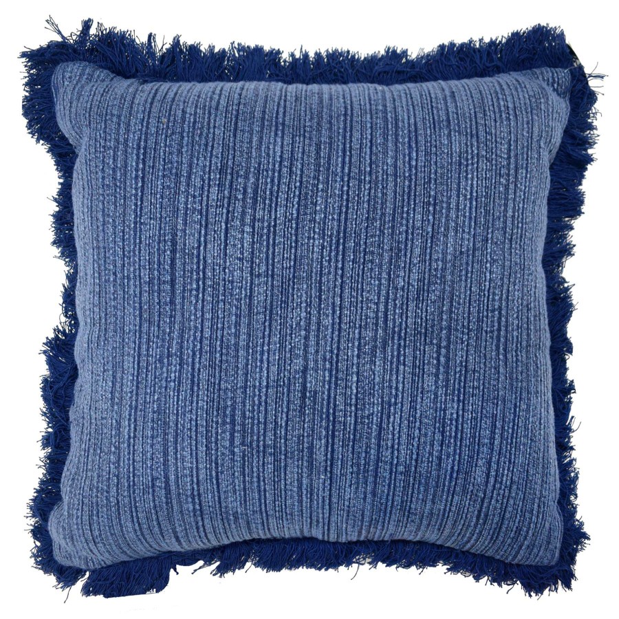 Pillows * | Sale Tracey Boyd Blue Fringe Throw Pillow, 18