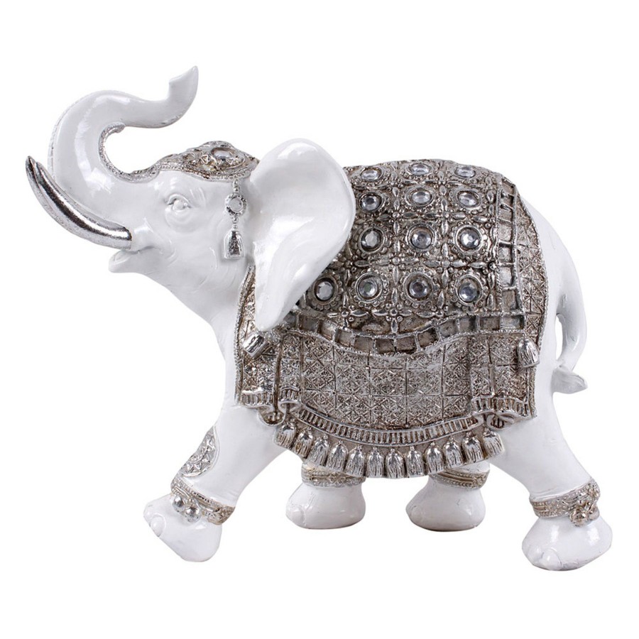 D Cor & Pillows * | Clearance Sale White & Silver Elephant Figurine, 9