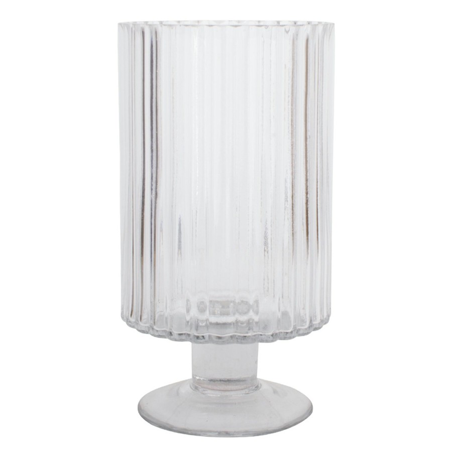 D Cor & Pillows * | Exclusive Design Laila Ali Clear Glass Fluted Candle Holder, 9