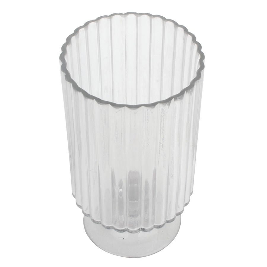 D Cor & Pillows * | Exclusive Design Laila Ali Clear Glass Fluted Candle Holder, 9